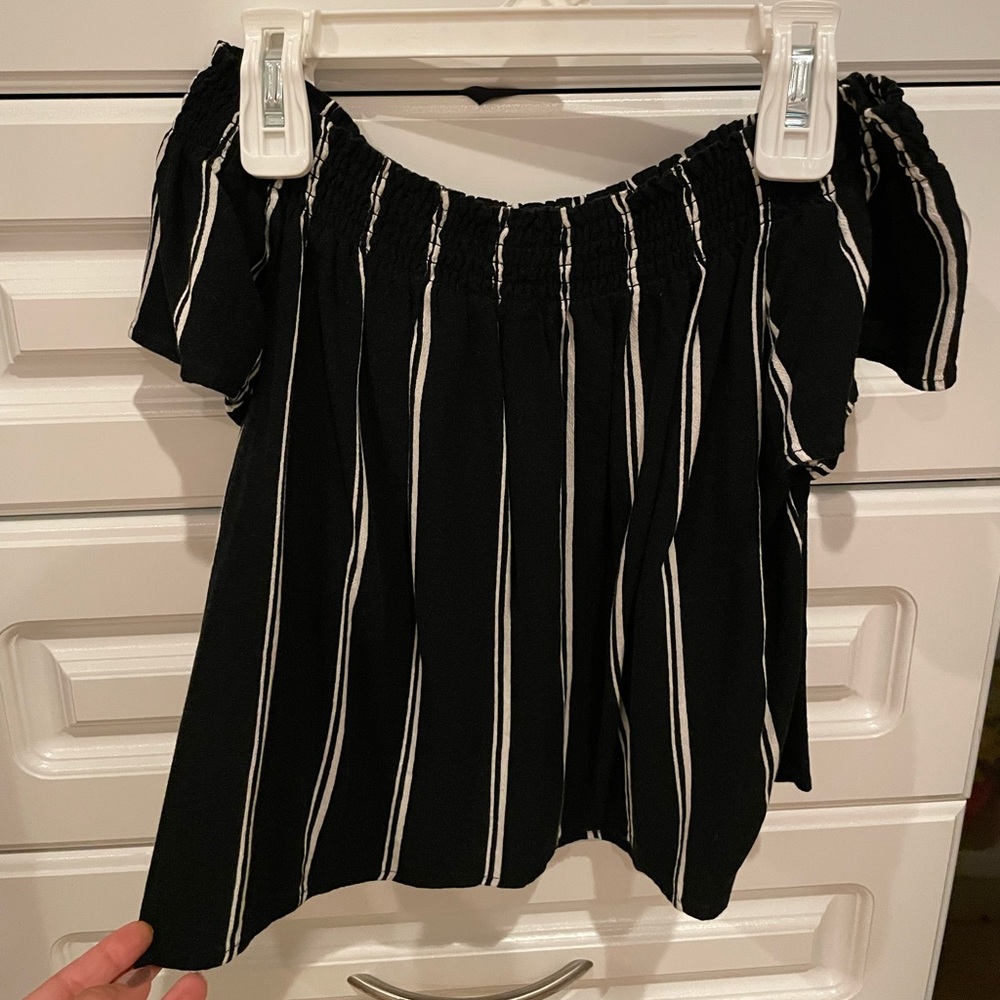 Striped off the shoulder top